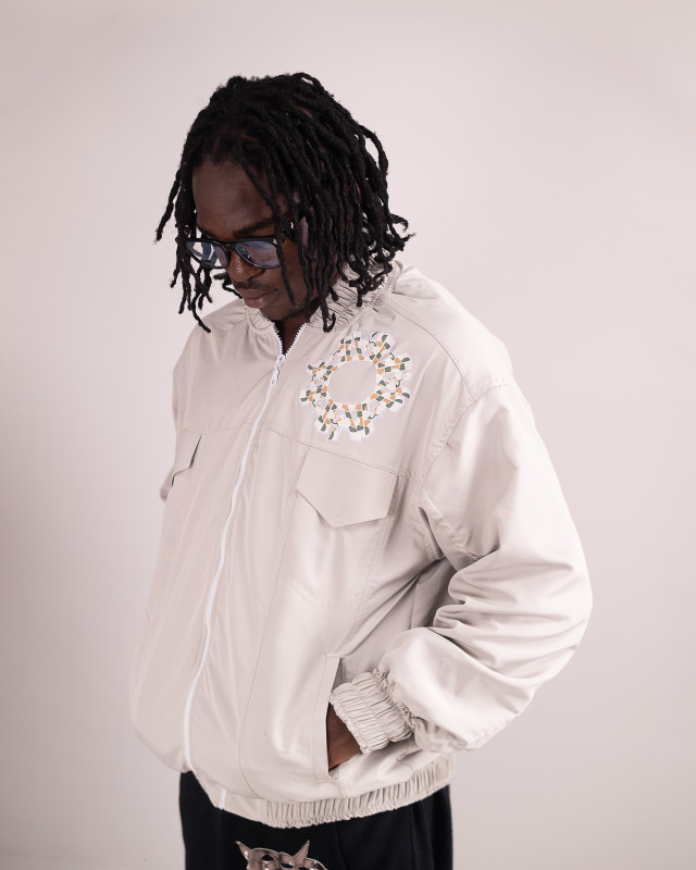 Cream zip logo jacket